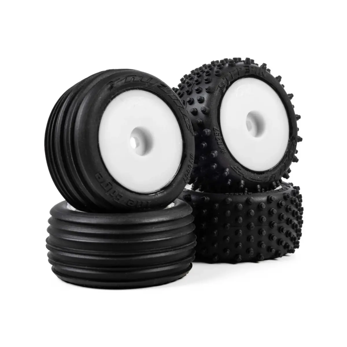 Pro-Line Edge Front / Step Pin Rear 1/24 Truggy Tyres Mounted 7mm White (4)