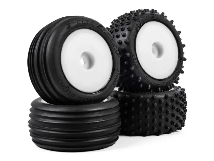 Pro-Line Edge Front / Step Pin Rear 1/24 Truggy Tyres Mounted 7mm White (4)